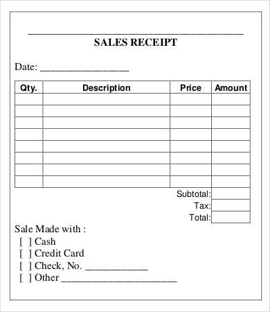 Sales Receipt Template   Free Printable Receipts