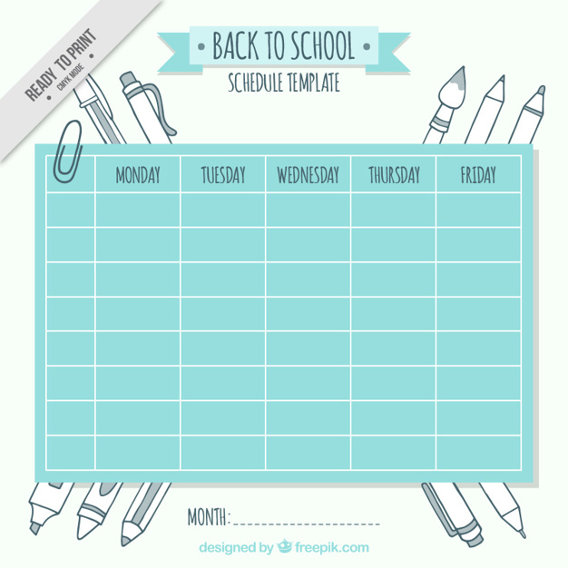 Cute school schedule template with drawings Vector | Free Download
