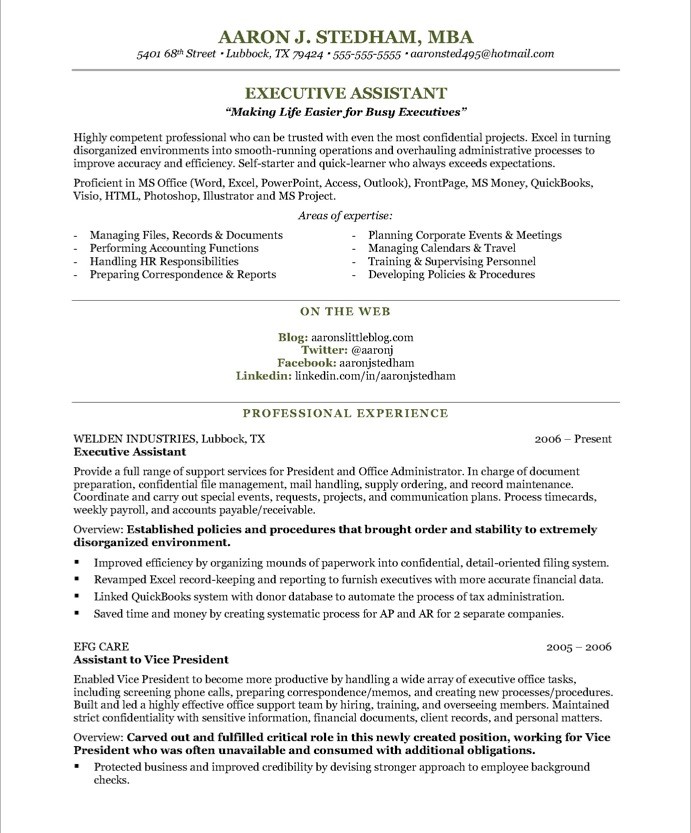 Executive Assistant Resume Sample & Template