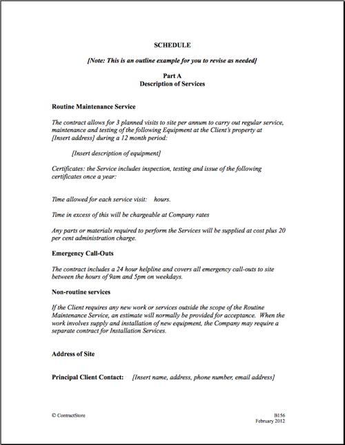 service contract agreement template maintenance service template 