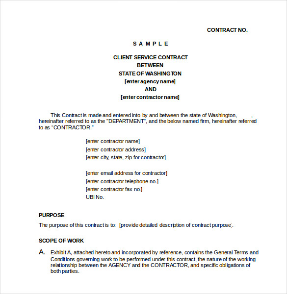 Service Contract Template. Contract For Services Template Service 