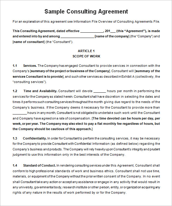 consultant agreement template   Mini.mfagency.co