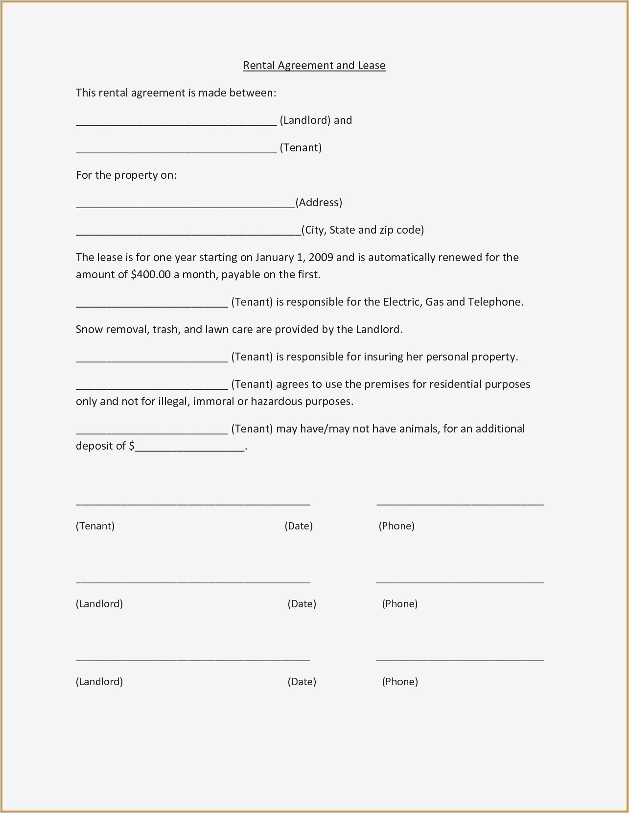 simple rental agreement format   Into.anysearch.co