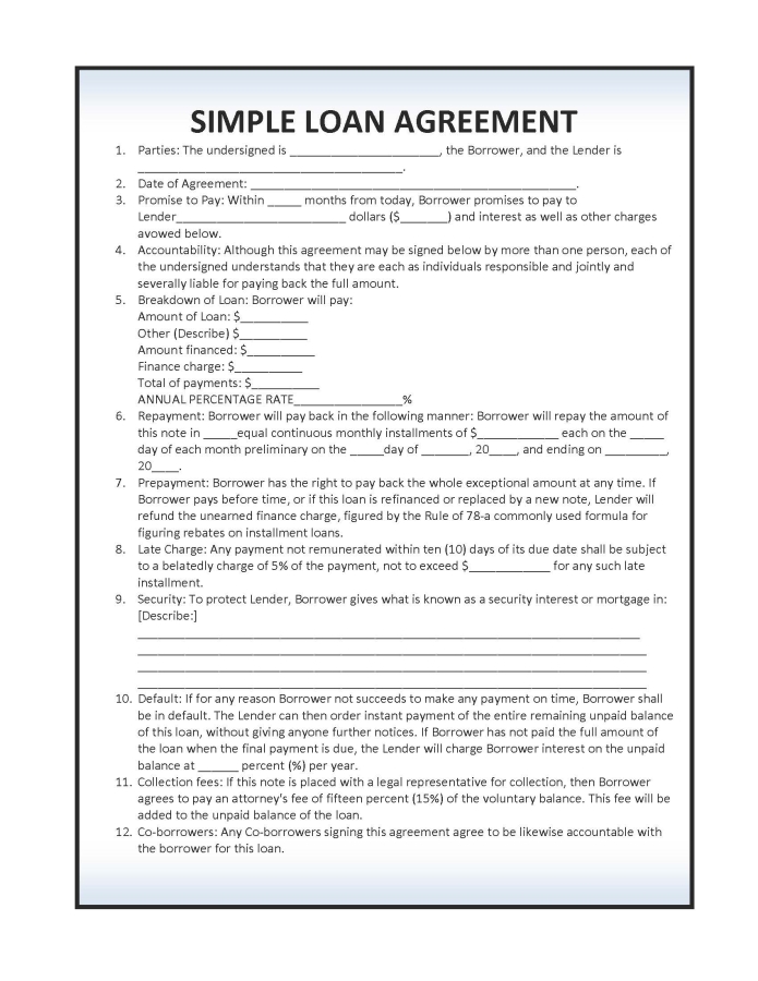 Loan Contract Template – 27+ Examples in Word, PDF | Free 