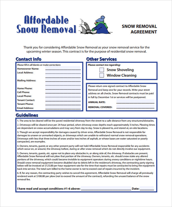7 Snow Plowing Contract Templates to Download for Free | Sample 