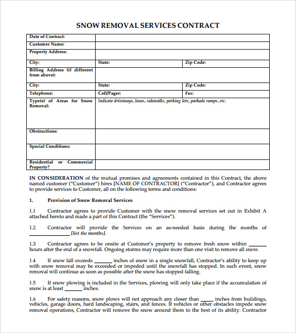 snow removal contracts templates   Into.anysearch.co